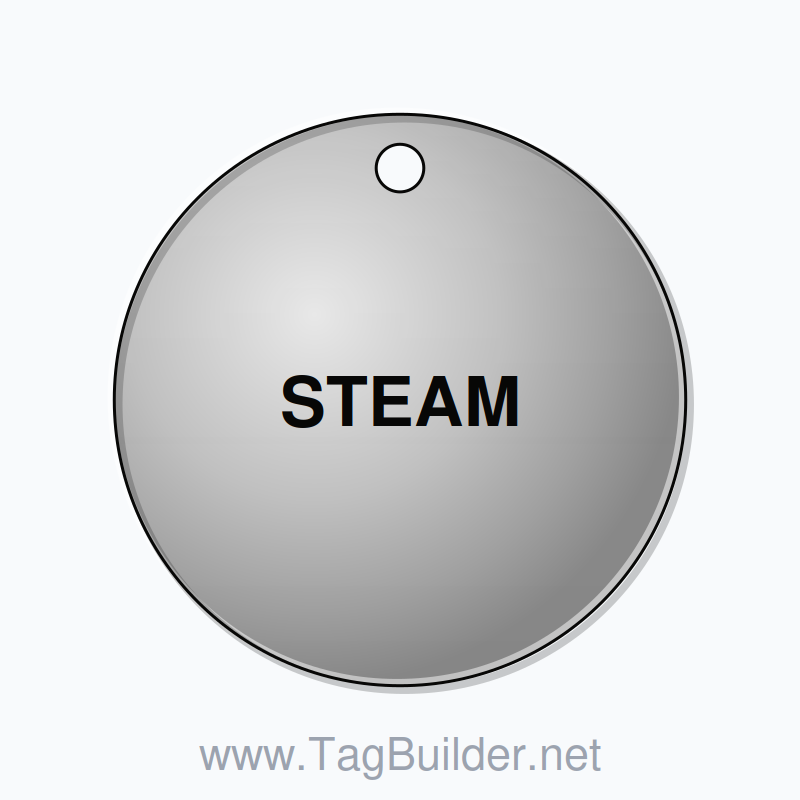 1.5 inch Circle Valve Tag – STEAM, Stainless Steel
