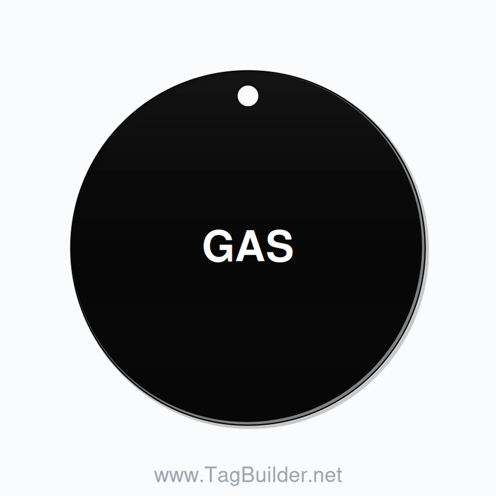 1.5 inch Circle Valve Tag – GAS, Plastic, White On Black
