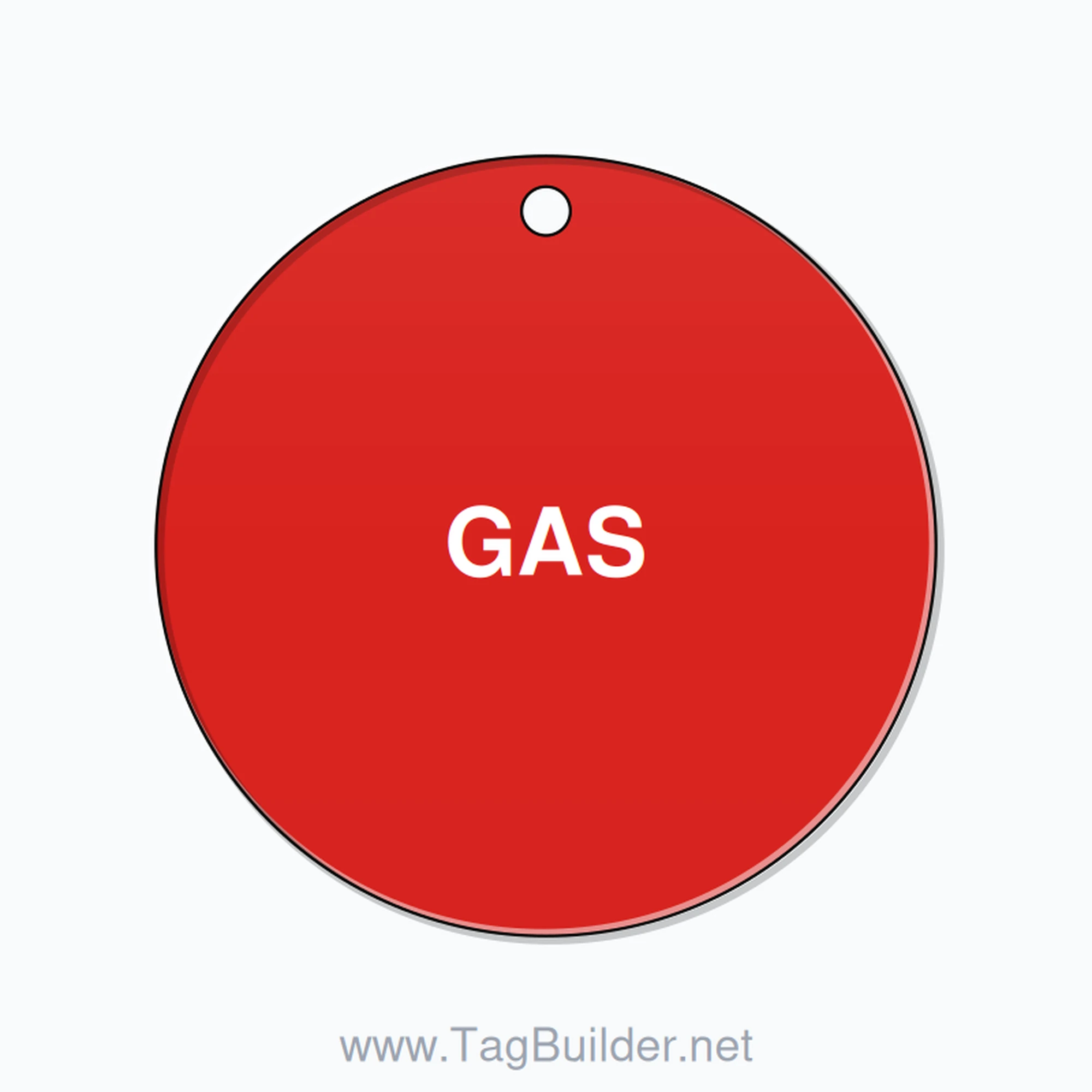 1.5 inch Circle Valve Tag – GAS, Plastic, White On Red