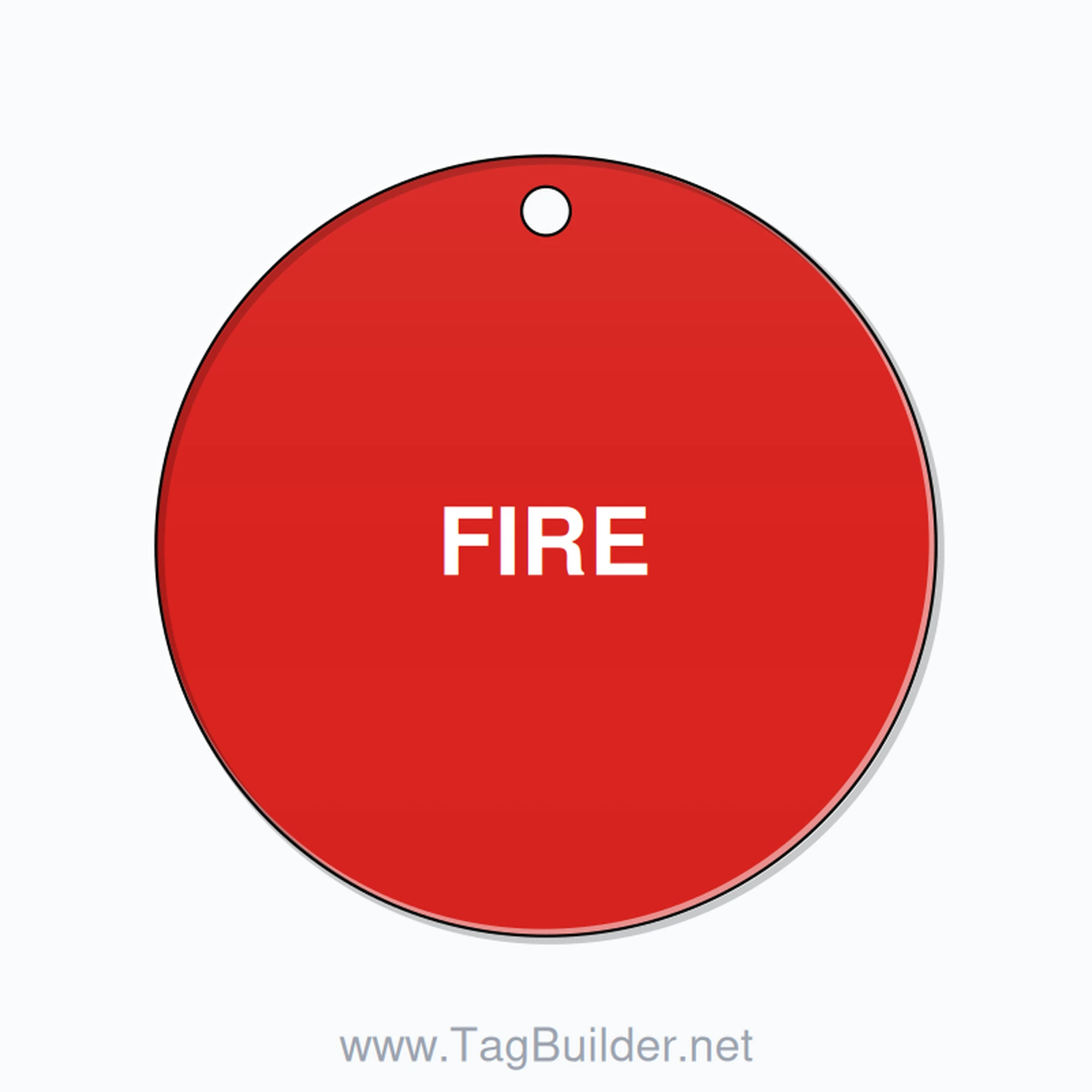 2.5 inch Circle Valve Tag – FIRE, Plastic, White On Red