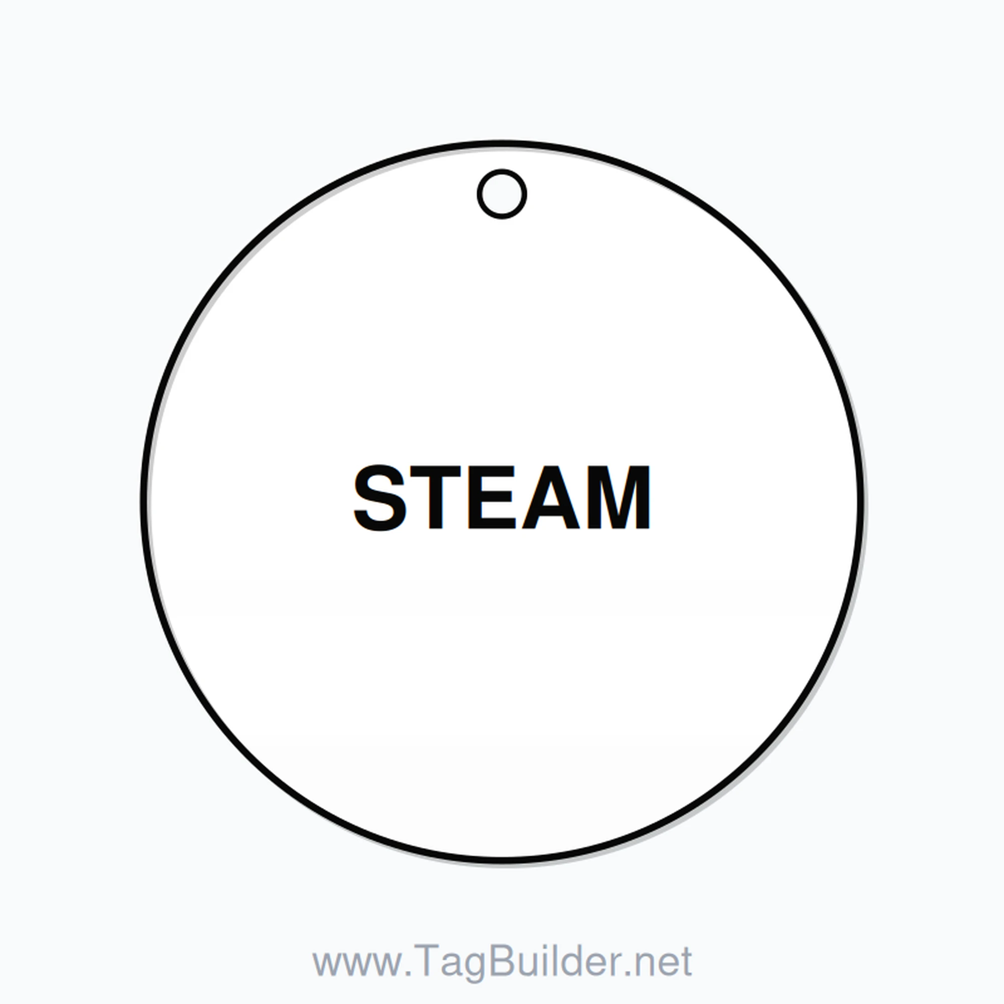 2.5 inch Circle Valve Tag – STEAM, Plastic, Black On White