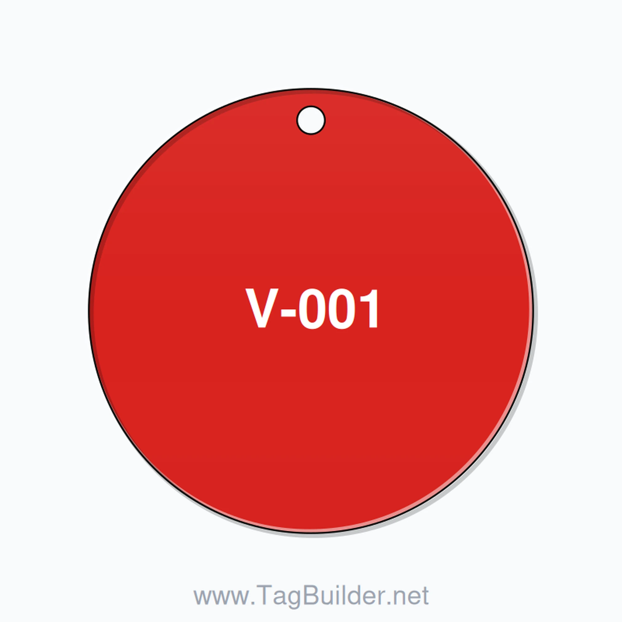 2.5 inch Circle Valve Tag – V-001, Plastic, White On Red