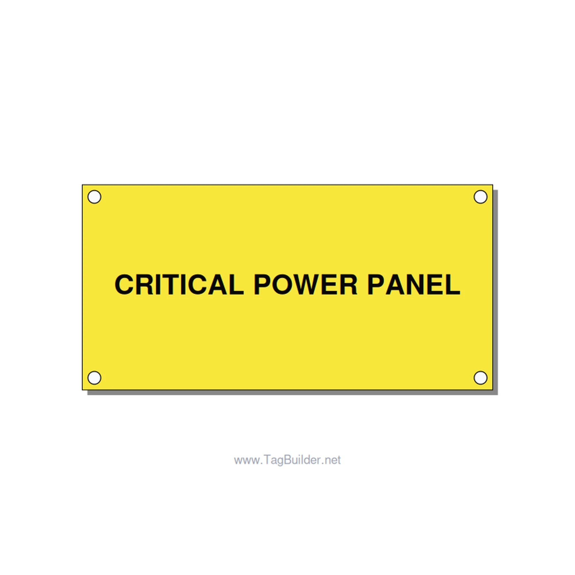 4.0x2.0" Panel Identification Label - CRITICAL POWER PANEL, Black/Yellow, Holes
