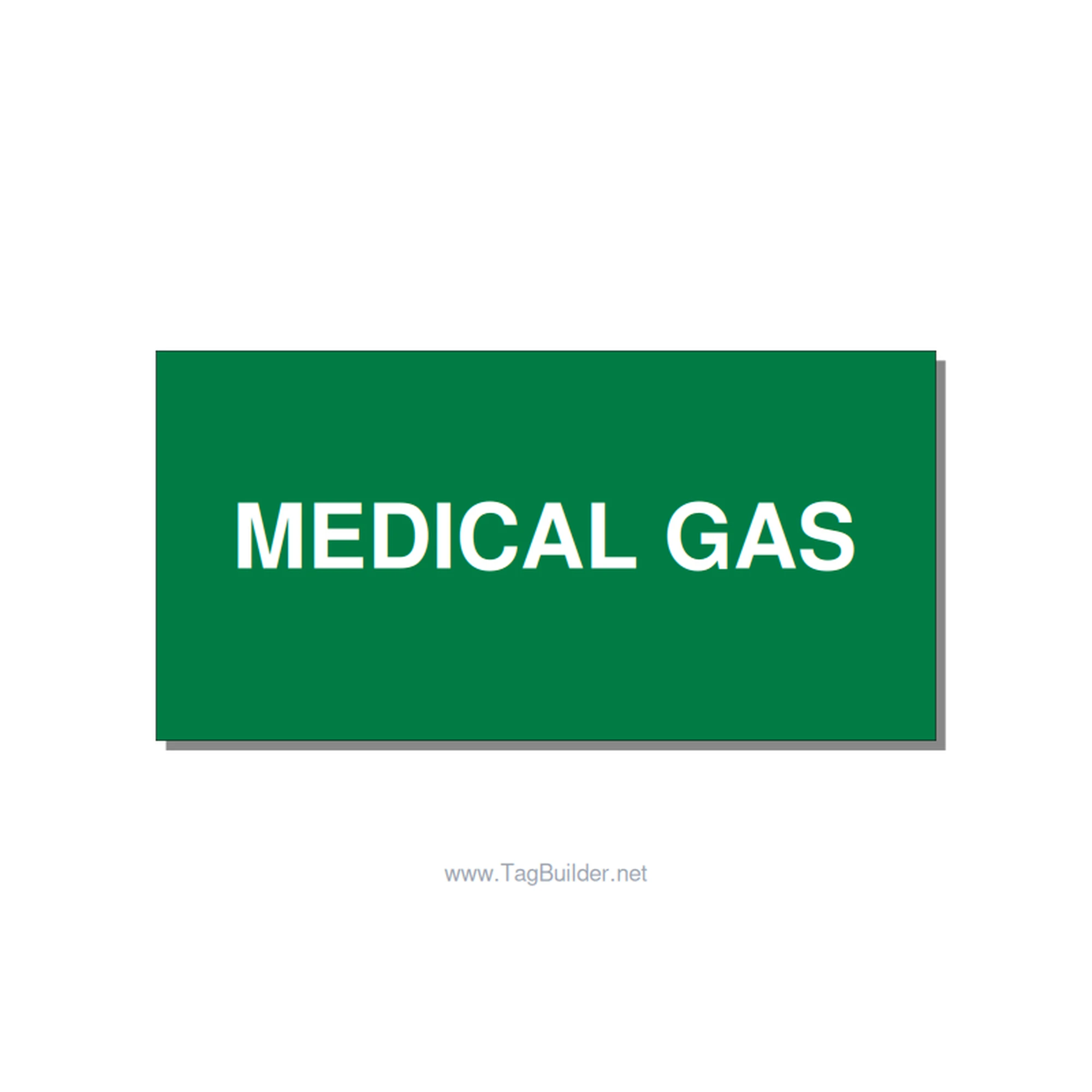 4.0x2.0" Safety Label - MEDICAL GAS, White/Green, Adhesive