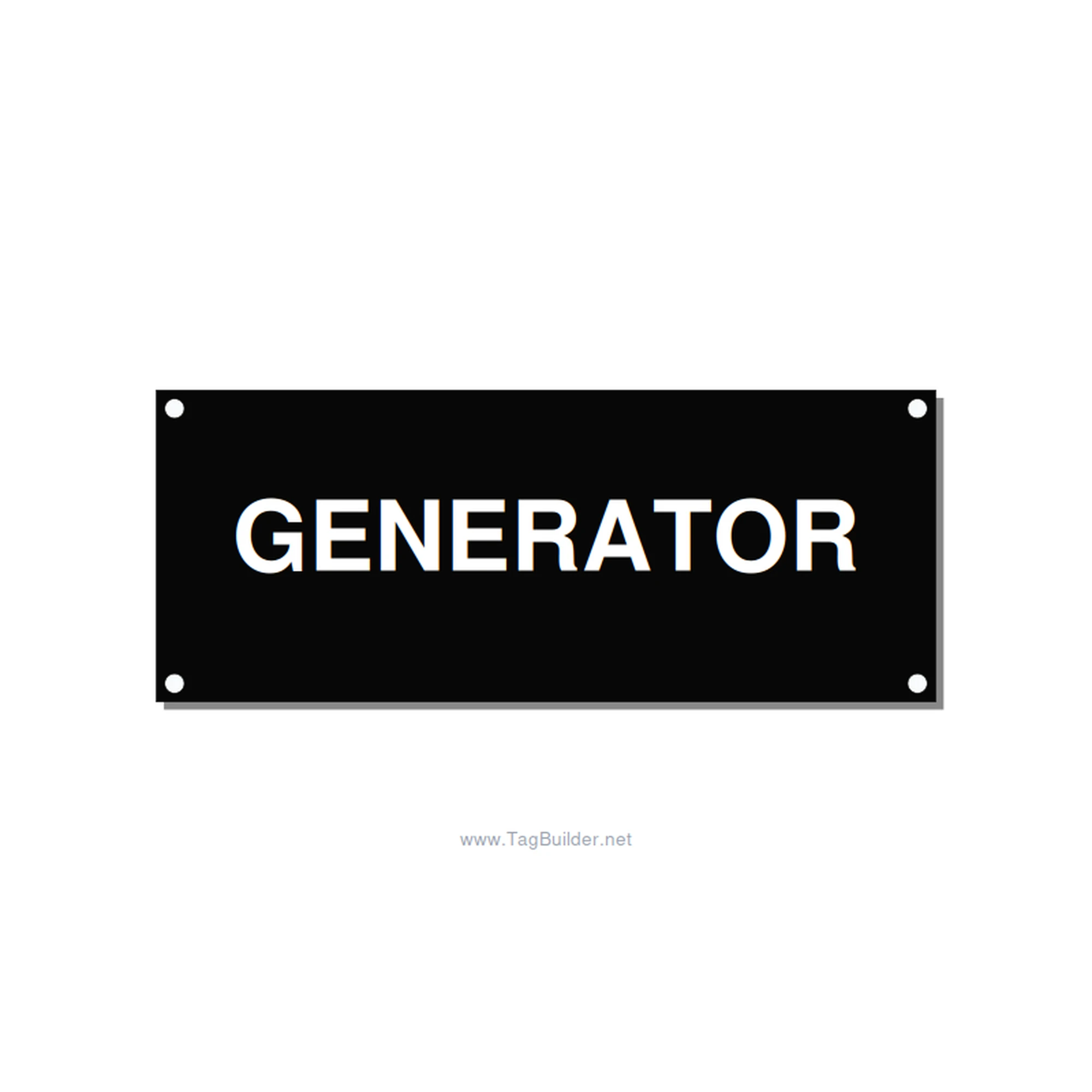 5.0x2.0" Generator Equipment Label - GENERATOR, White/Black, Holes