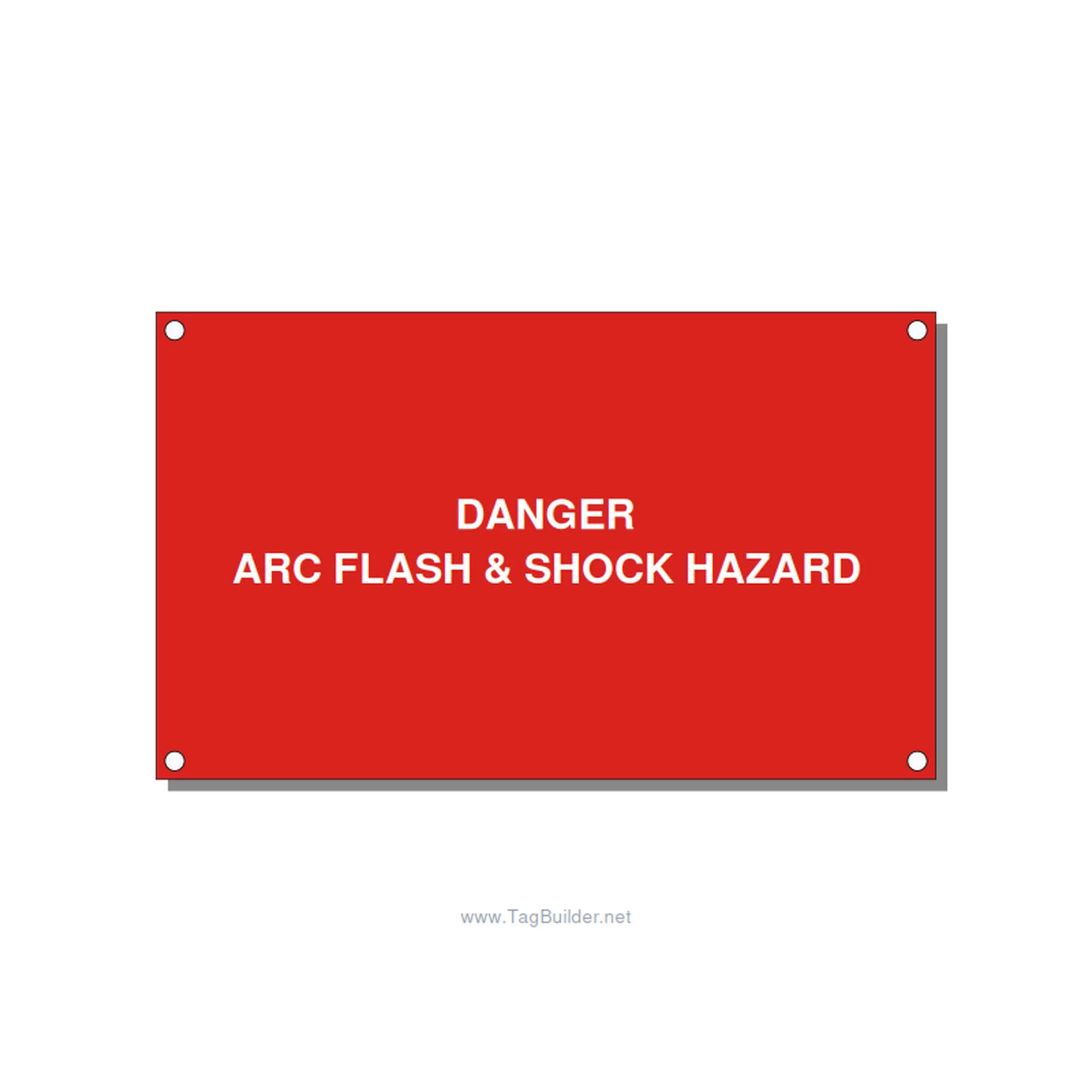 5.0x3.0" Arc Flash Safety Label - DANGER ARC FLASH & SHOCK , White/Red, Holes