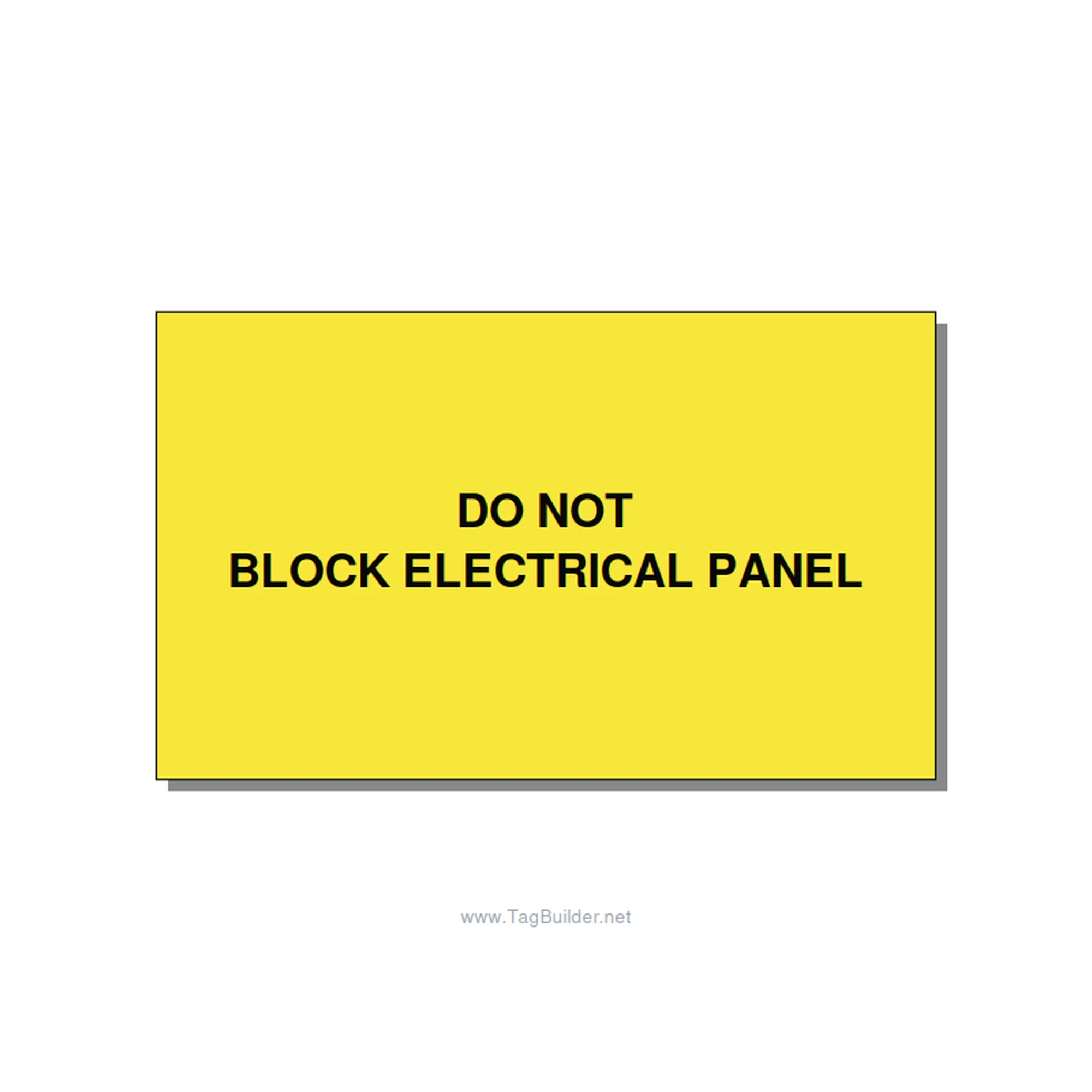 5.0x3.0" Electrical Safety Label - DO NOT BLOCK ELECTRICAL P, Black/Yellow, Adhe