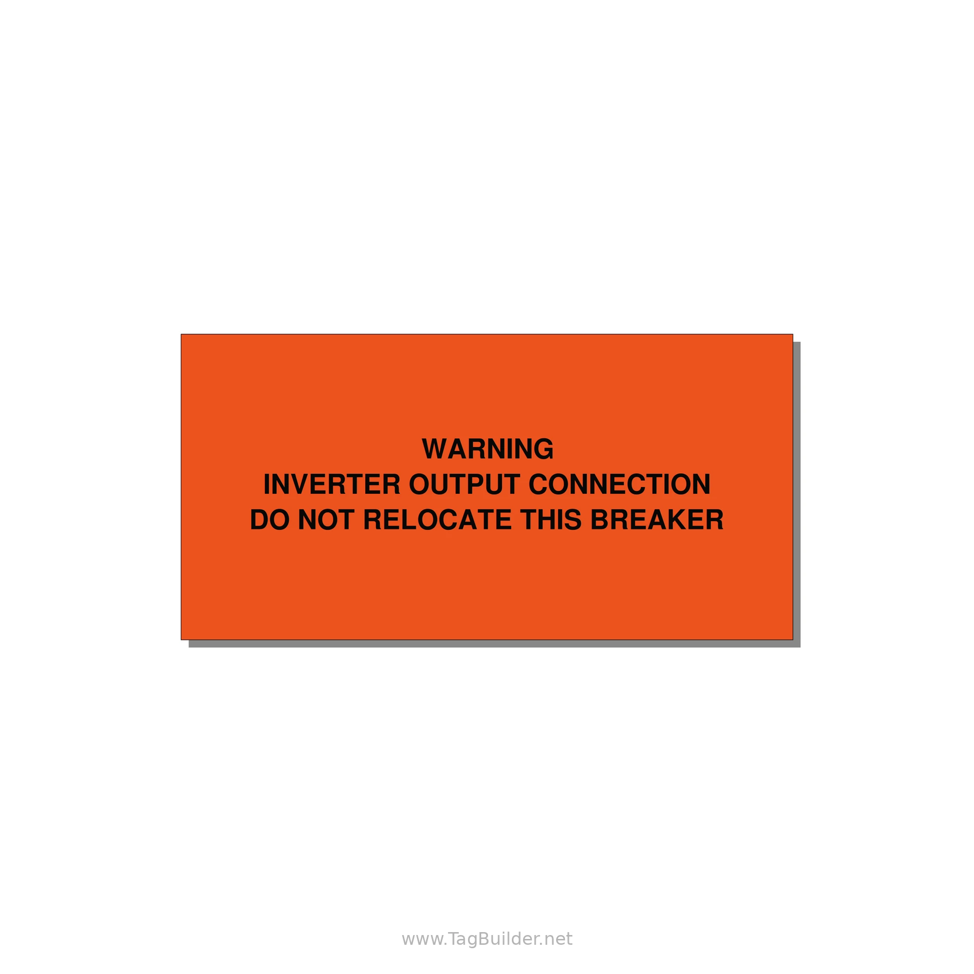 Back-Fed Breaker Warning Label — 4x2" Black on Orange, Adhesive