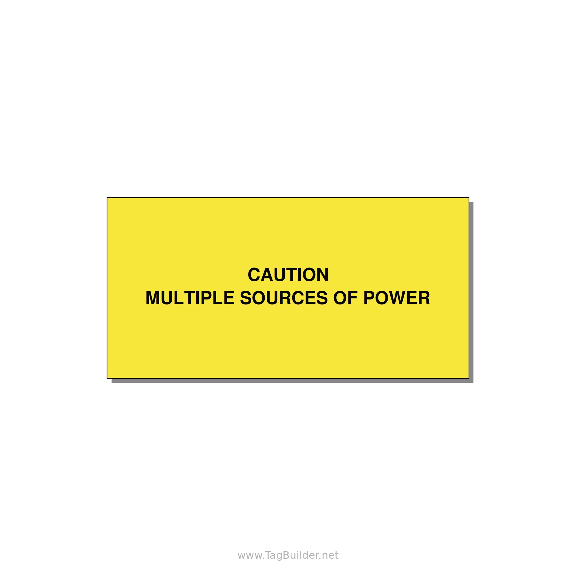 Multiple Power Source Warning — 4x2" Black on Yellow, Adhesive
