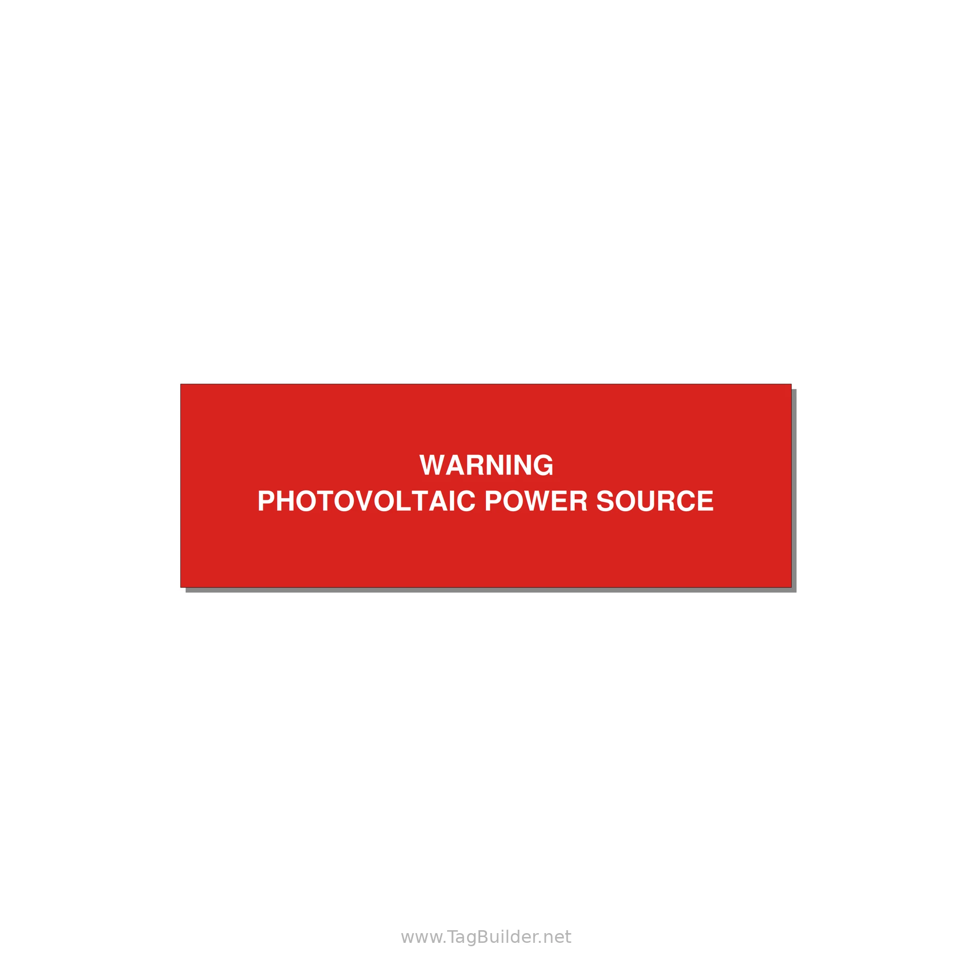 PV Conduit Warning Label — 3x1" White on Red, Adhesive