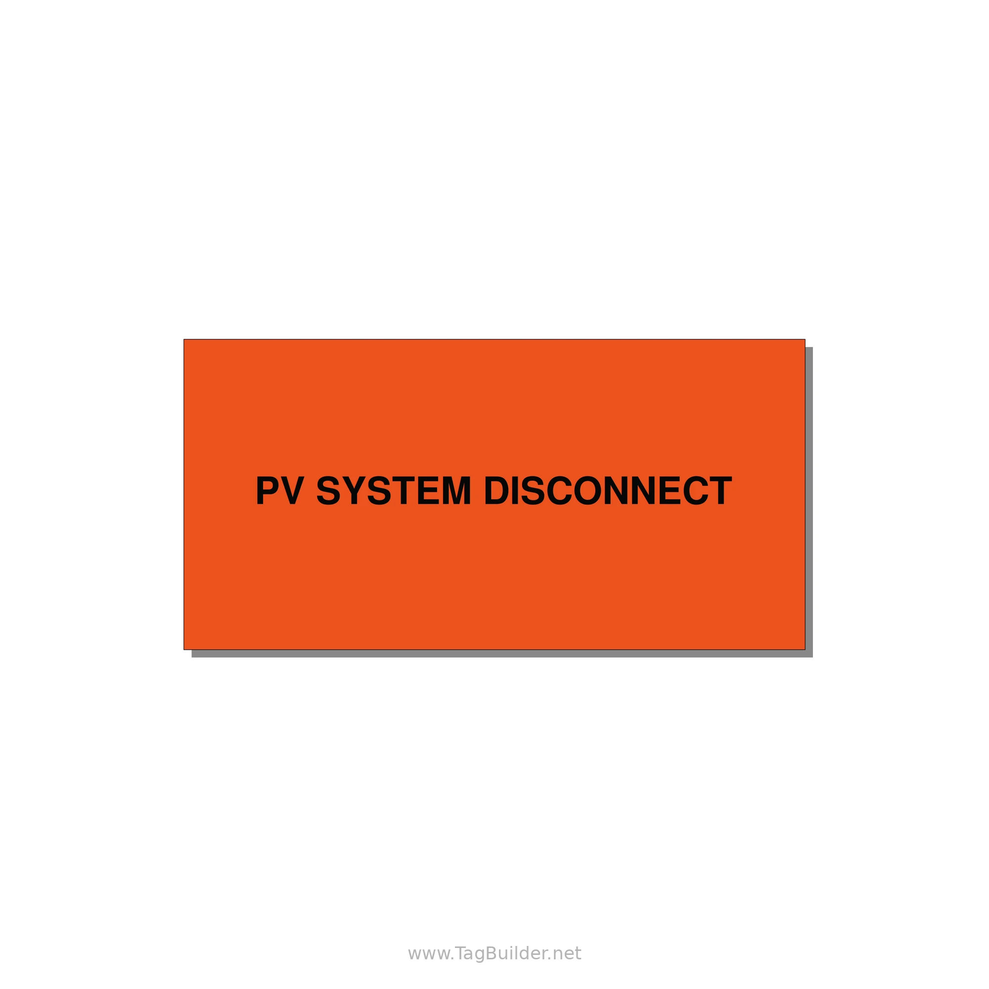 PV System DC Disconnect Label — 4x2" Black on Orange, Adhesive