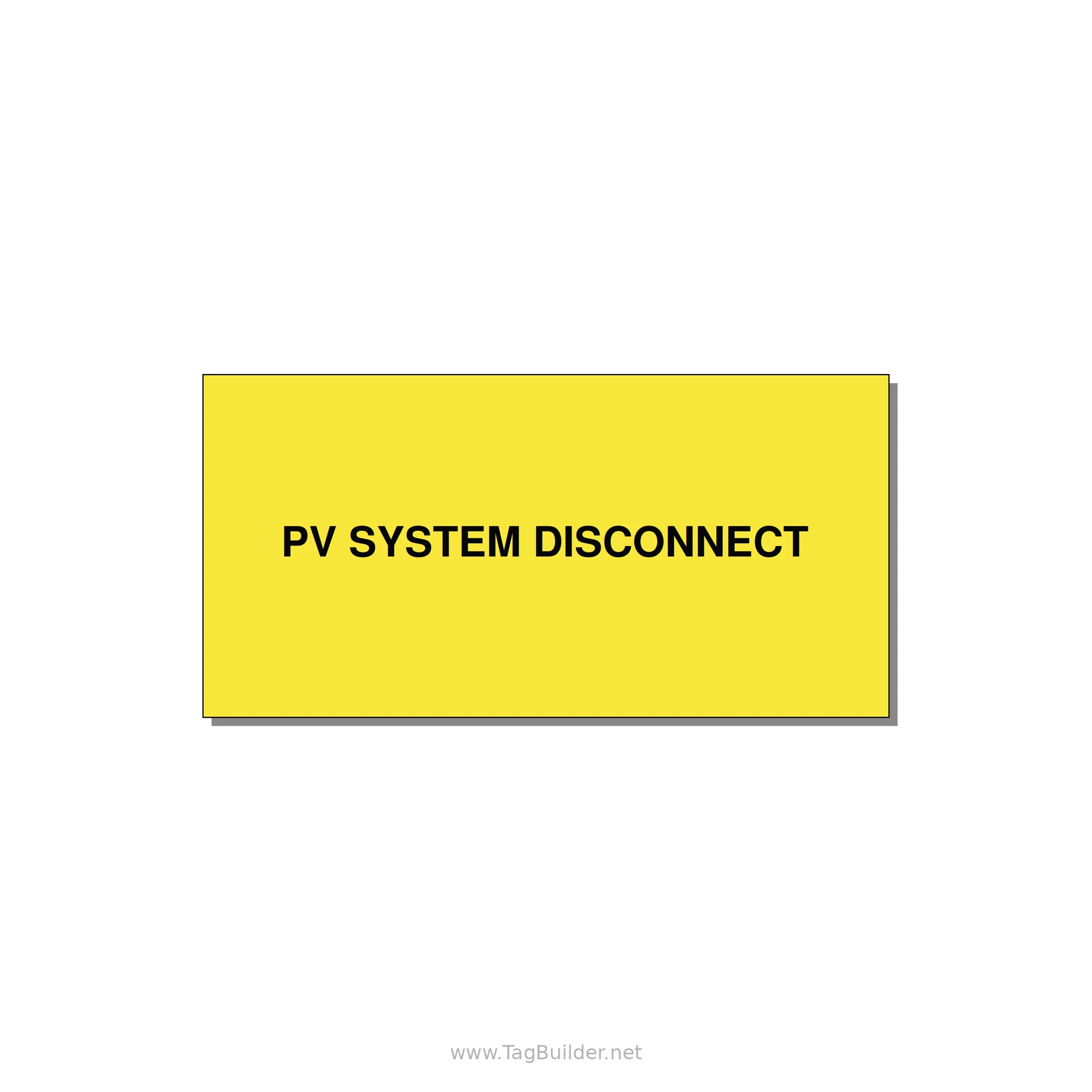 PV System DC Disconnect Label — 4x2" Black on Yellow, Adhesive