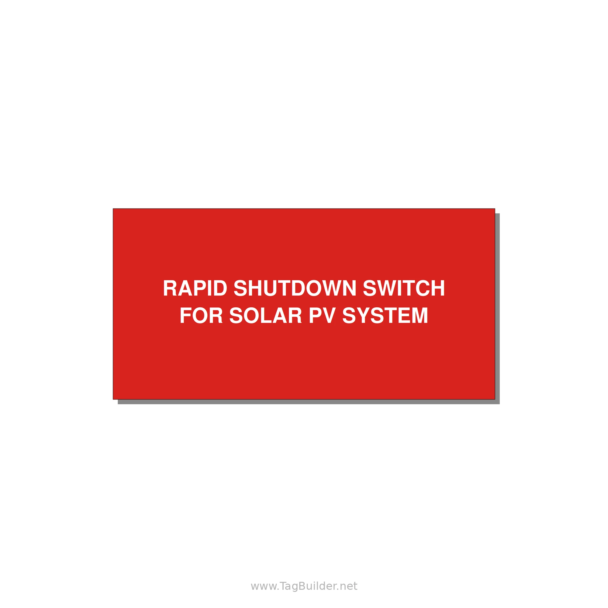 Rapid Shutdown Switch Label - Solar PV — 4x2" White on Red, Adhesive