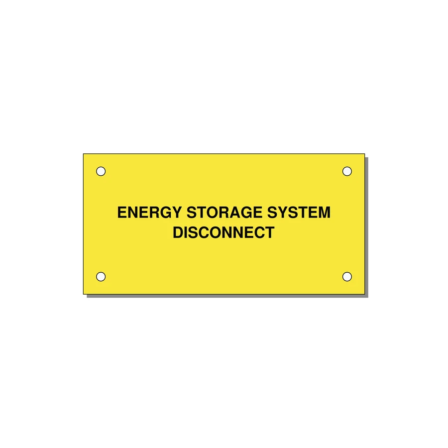 Energy Storage System Disconnect — 4x2" Black on Yellow, Holes