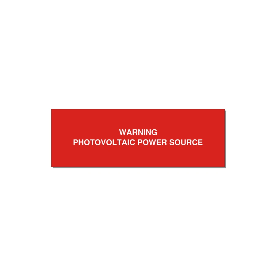 PV Conduit Warning Label — 3x1" White on Red, Adhesive