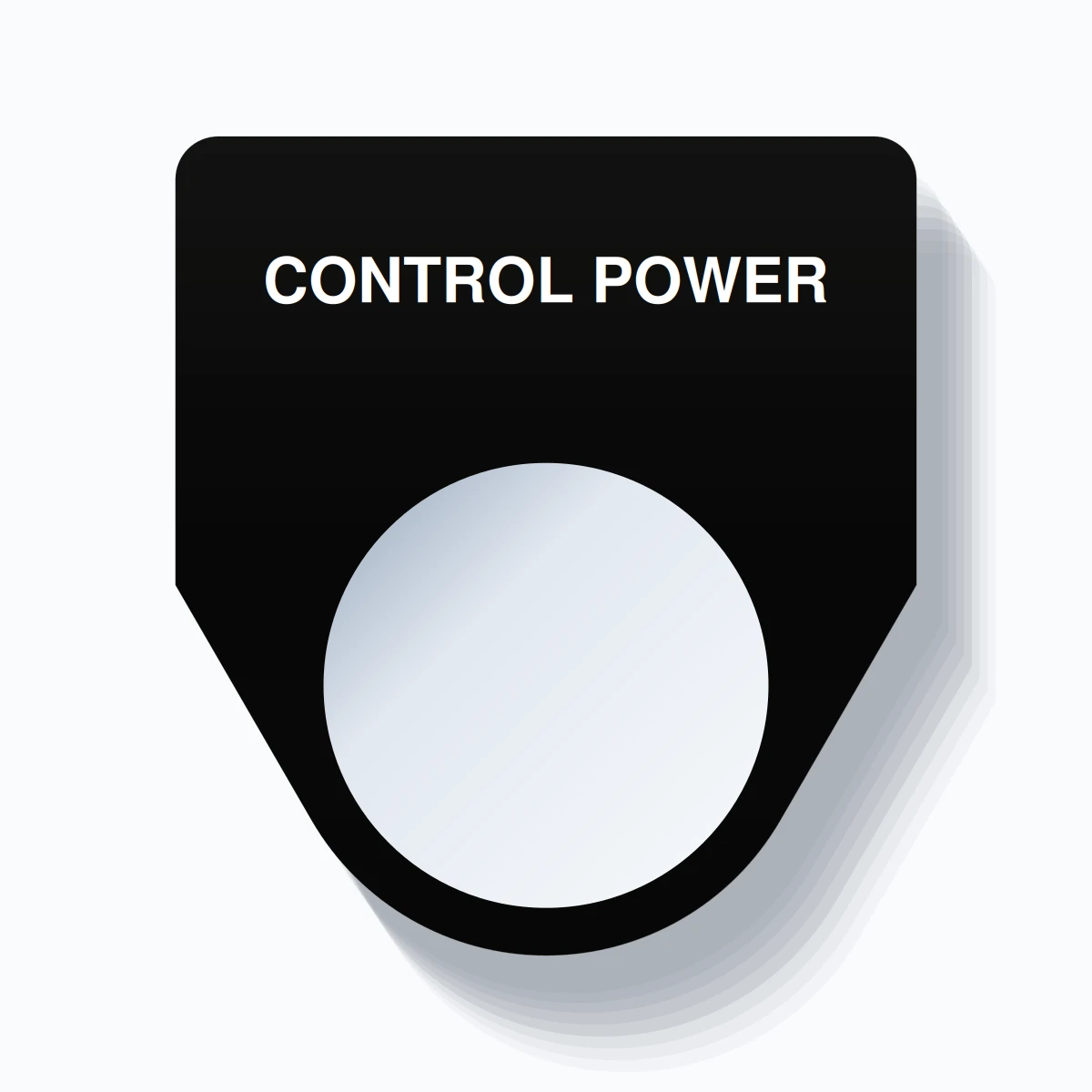 22mm Ring Tag – CONTROL POWER, Single-Line Traditional, White on Black ...