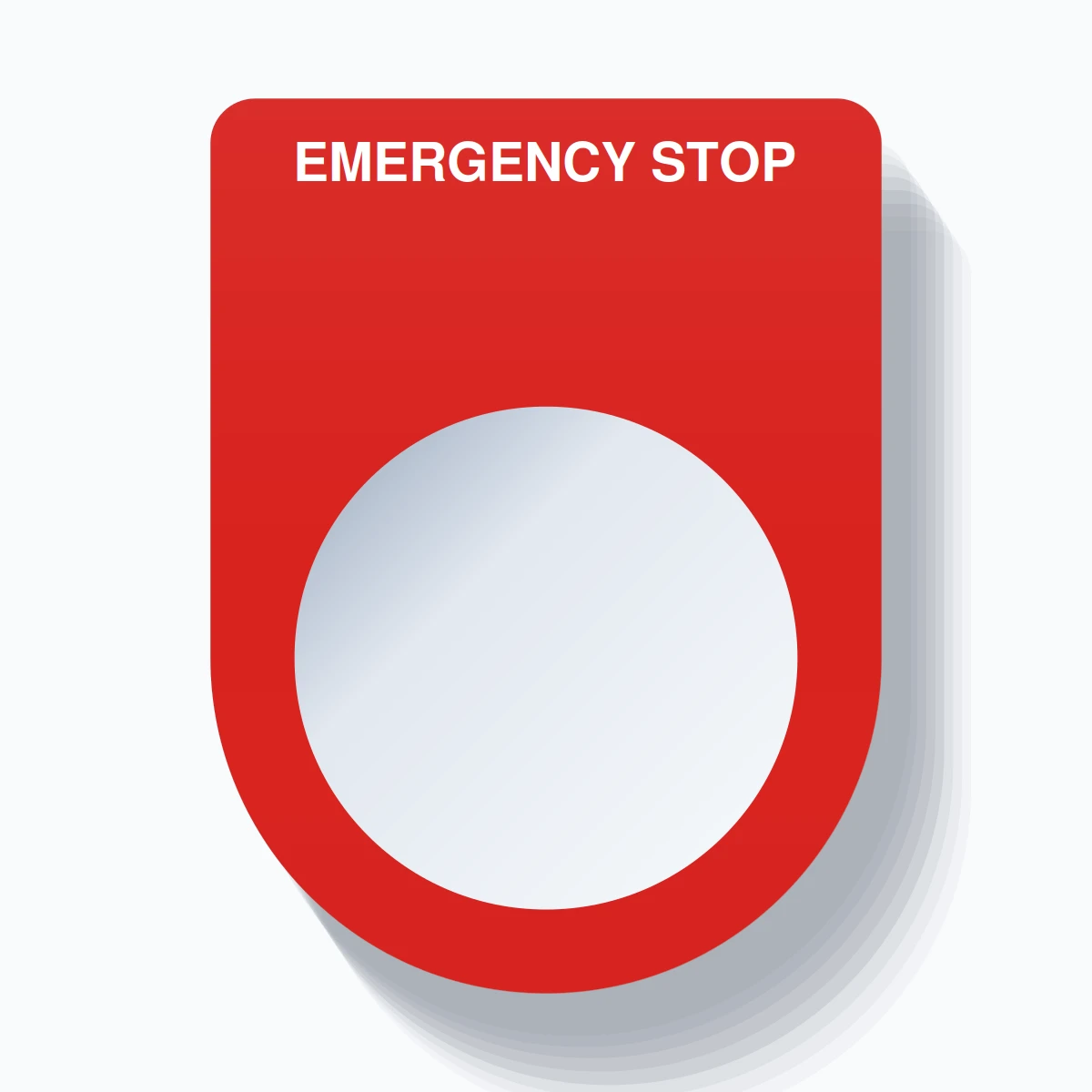 Ring Stop Sign 22mm Ring Tag – EMERGENCY STOP, Single-Line Slim, White on Red ...