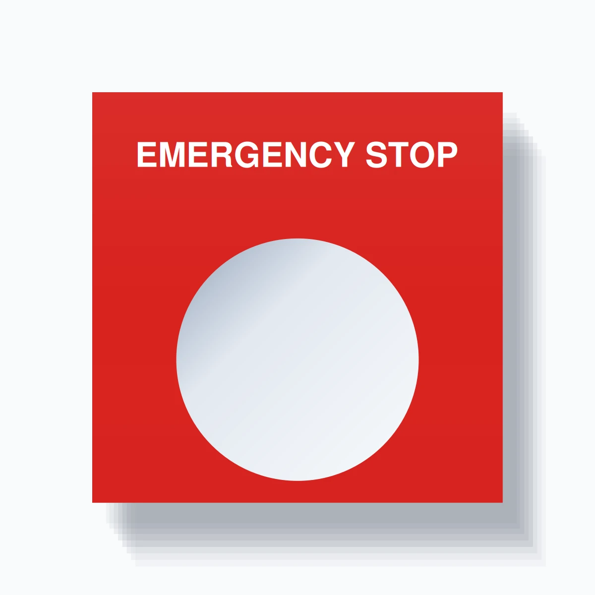 Ring Stop Sign 22mm Ring Tag – EMERGENCY STOP, Single-Line Square, White on Red ...