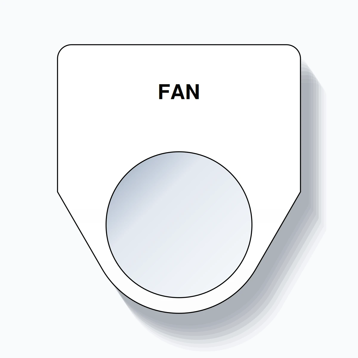 FAN Push Button Legend Plate – 22mm Black on White - TagBuilder.net