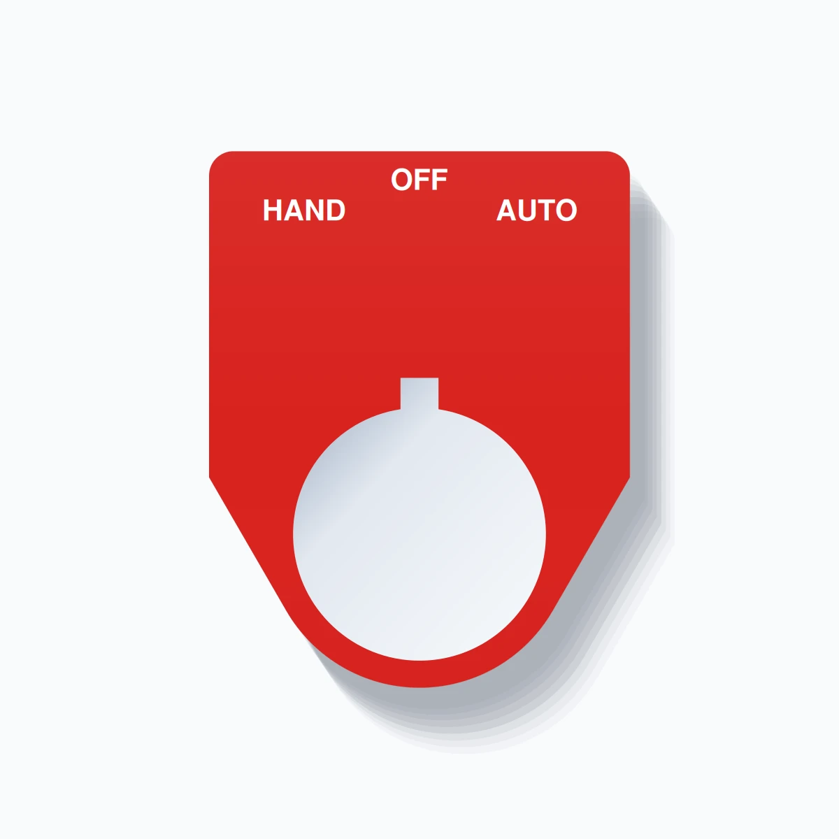 HAND / OFF / AUTO Push Button Legend Plate – 22mm White on Red (Allen ...