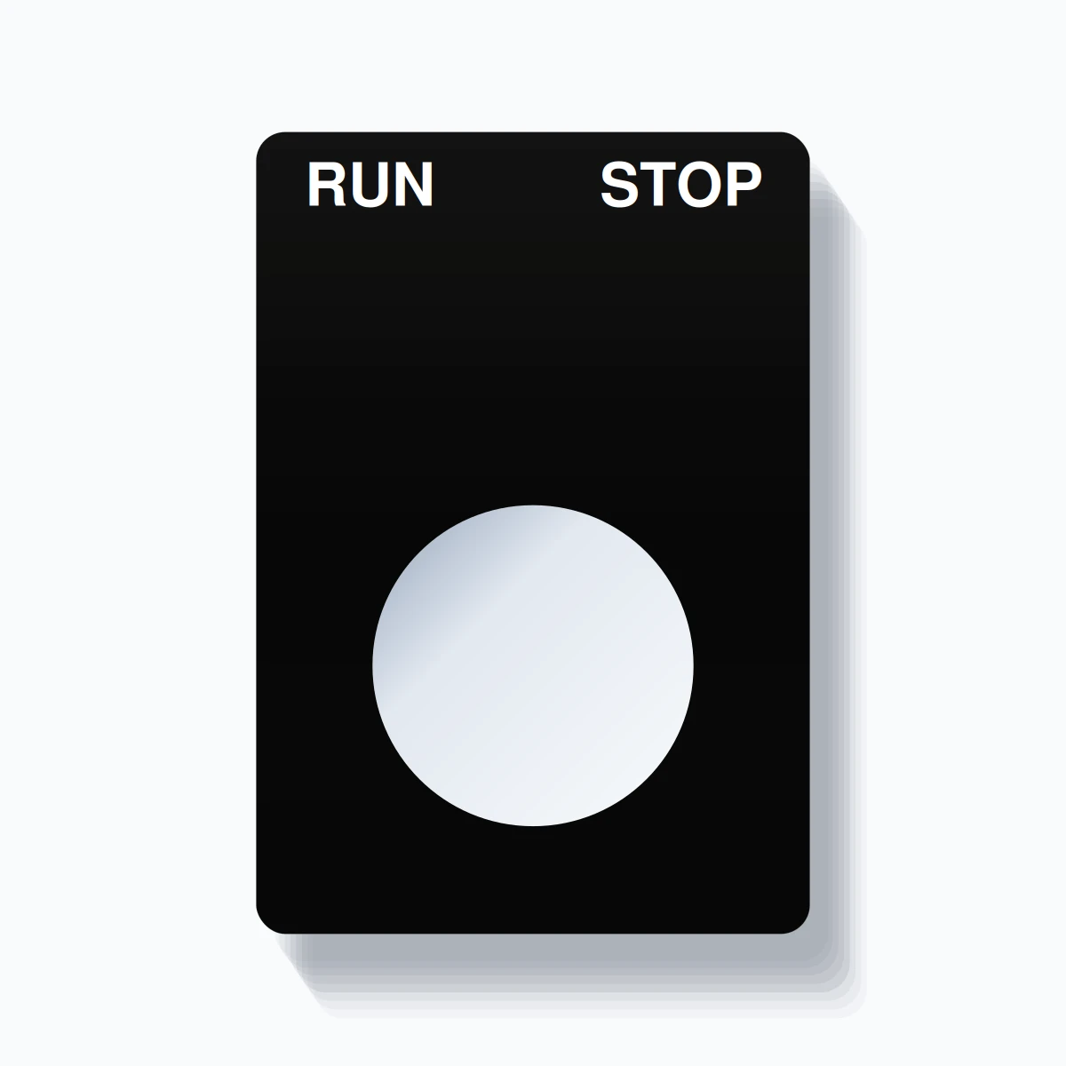 RUN / STOP Push Button Legend Plate – 22mm White on Black - TagBuilder.net