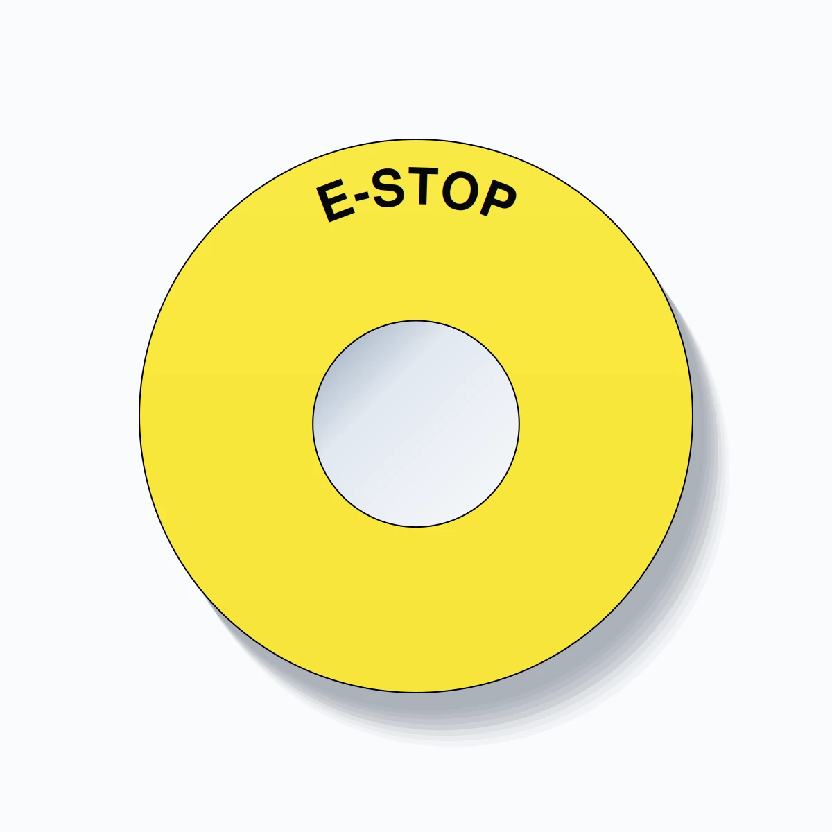 E-STOP Push Button Legend Plate – 22mm Black on Yellow - TagBuilder.net