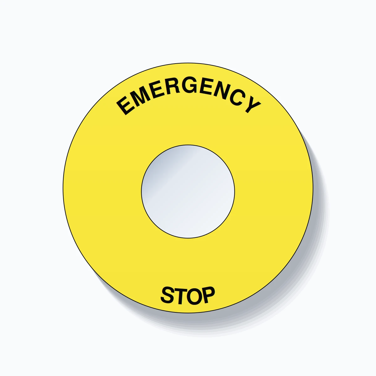 EMERGENCY / STOP Push Button Legend Plate – 22mm Black on Yellow ...
