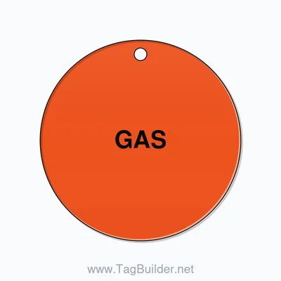 1.5 inch Circle Valve Tag – GAS, Plastic, Black On Orange thumbnail