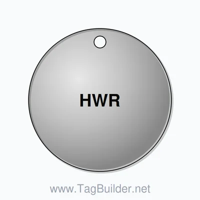 1.5 inch Circle Valve Tag – HWR, Stainless Steel thumbnail