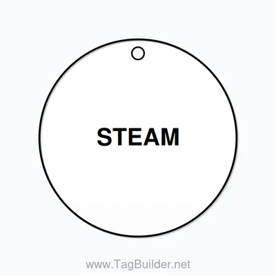 1.5 inch Circle Valve Tag – STEAM, Plastic, Black On White thumbnail