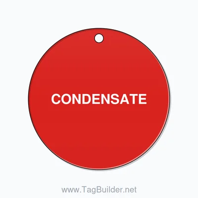 2.5 inch Circle Valve Tag – CONDENSATE, Plastic, White On Red thumbnail