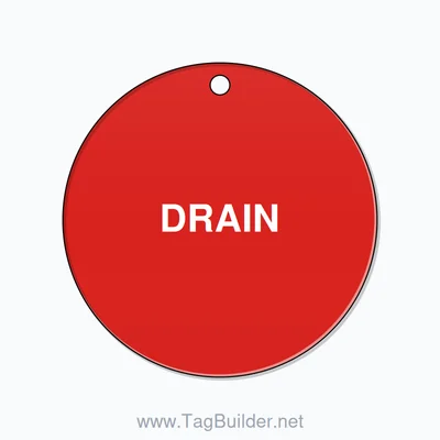 2.5 inch Circle Valve Tag – DRAIN, Plastic, White On Red thumbnail