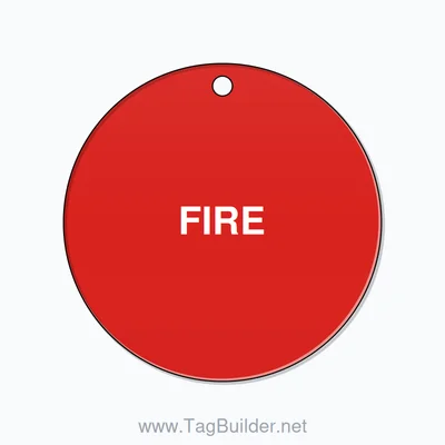 2.5 inch Circle Valve Tag – FIRE, Plastic, White On Red thumbnail