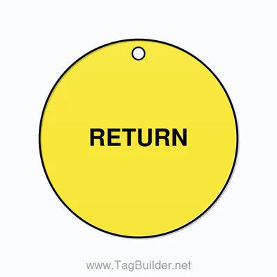 2.5 inch Circle Valve Tag – RETURN, Plastic, Black On Yellow thumbnail