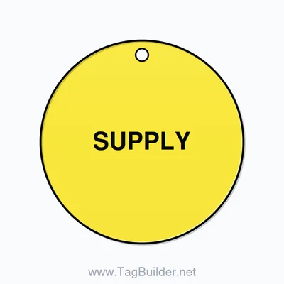 2.5 inch Circle Valve Tag – SUPPLY, Plastic, Black On Yellow thumbnail