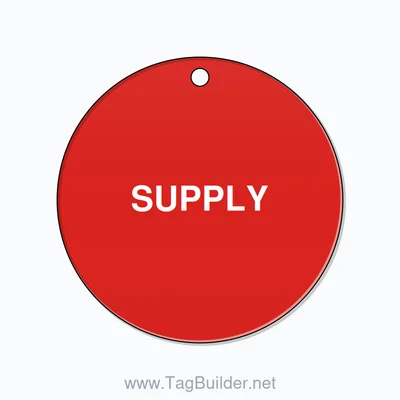 2.5 inch Circle Valve Tag – SUPPLY, Plastic, White On Red thumbnail