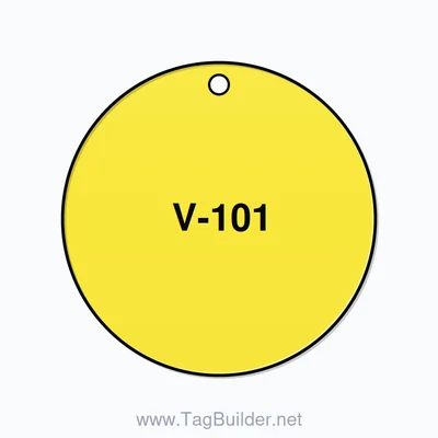 2.5 inch Circle Valve Tag – V-101, Plastic, Black On Yellow thumbnail