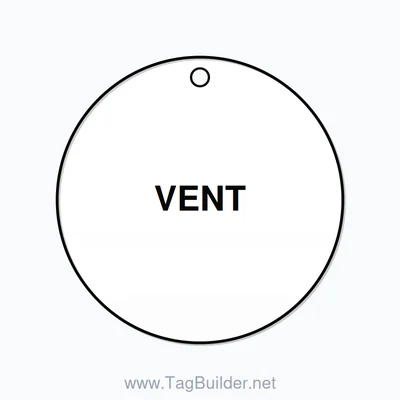 2.5 inch Circle Valve Tag – VENT, Plastic, Black On White thumbnail