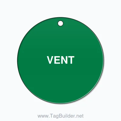2.5 inch Circle Valve Tag – VENT, Plastic, White On Green thumbnail