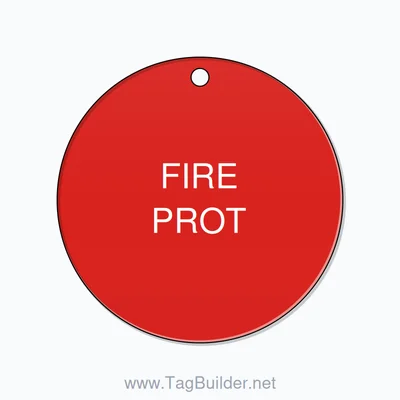 2 inch Circle Valve Tag – FIRE PROT, Plastic, White on Red thumbnail