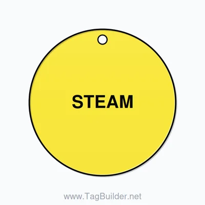 2 inch Circle Valve Tag – STEAM, Plastic, Black On Yellow thumbnail
