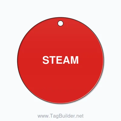 2 inch Circle Valve Tag – STEAM, Plastic, White On Red thumbnail
