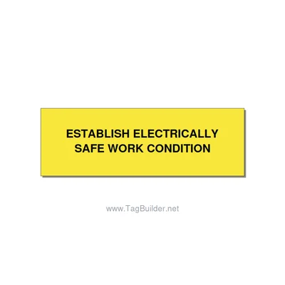 3.0x1.0" Electrical Safety Label - ESTABLISH ELECTRICALLY SA, Black/Yellow, Hole thumbnail