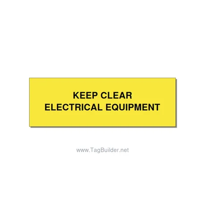 3.0x1.0" Electrical Safety Label - KEEP CLEAR ELECTRICAL EQU, Black/Yellow, Hole thumbnail
