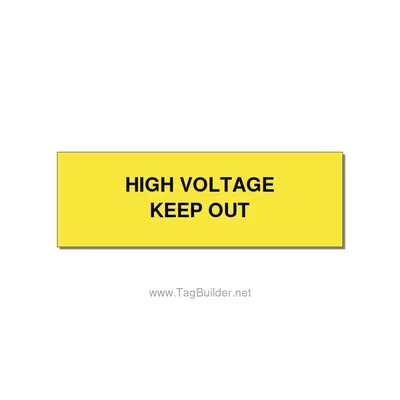 3.0x1.0" High Voltage Warning Sign - HIGH VOLTAGE KEEP OUT, Black/Yellow, Holes thumbnail