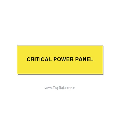 3.0x1.0" Panel Identification Label - CRITICAL POWER PANEL, Black/Yellow, Adhesi thumbnail