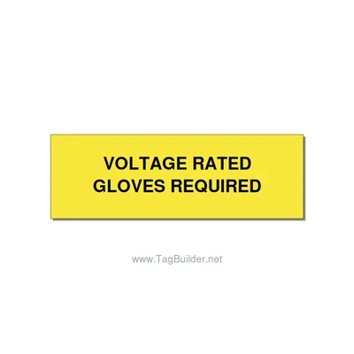 3.0x1.0" Safety Label - VOLTAGE RATED GLOVES REQU, Black/Yellow, Holes thumbnail