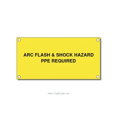 4.0x2.0" Arc Flash Safety Label - ARC FLASH & SHOCK HAZARD , Black/Yellow, Holes thumbnail