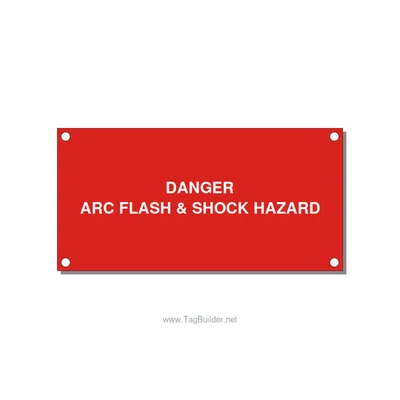 4.0x2.0" Arc Flash Safety Label - DANGER ARC FLASH & SHOCK , White/Red, Holes thumbnail