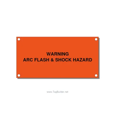 4.0x2.0" Arc Flash Safety Label - WARNING ARC FLASH & SHOCK, Black/Orange, Holes thumbnail